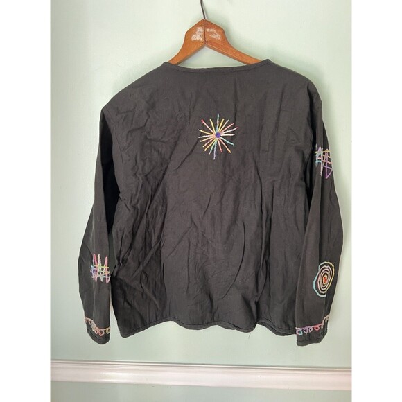 New Direction Jacket Womens S Black Embroidered Beaded Art to Wear Artsy Casual - Picture 4 of 7